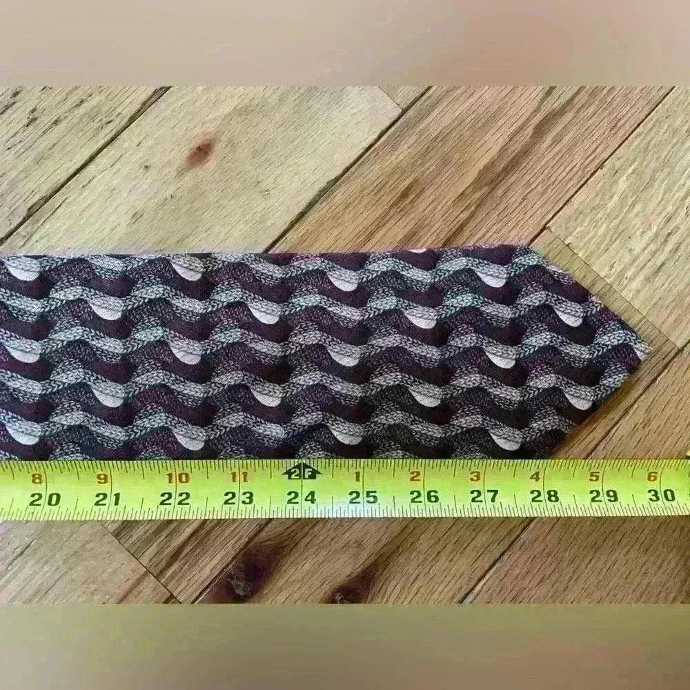 Ermenegildo Zegna Men's Silk Necktie Purple/Tan Abstract Geometric Made In Italy